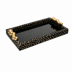 BLACK GLASS-PRINT FABRIC TRAY
