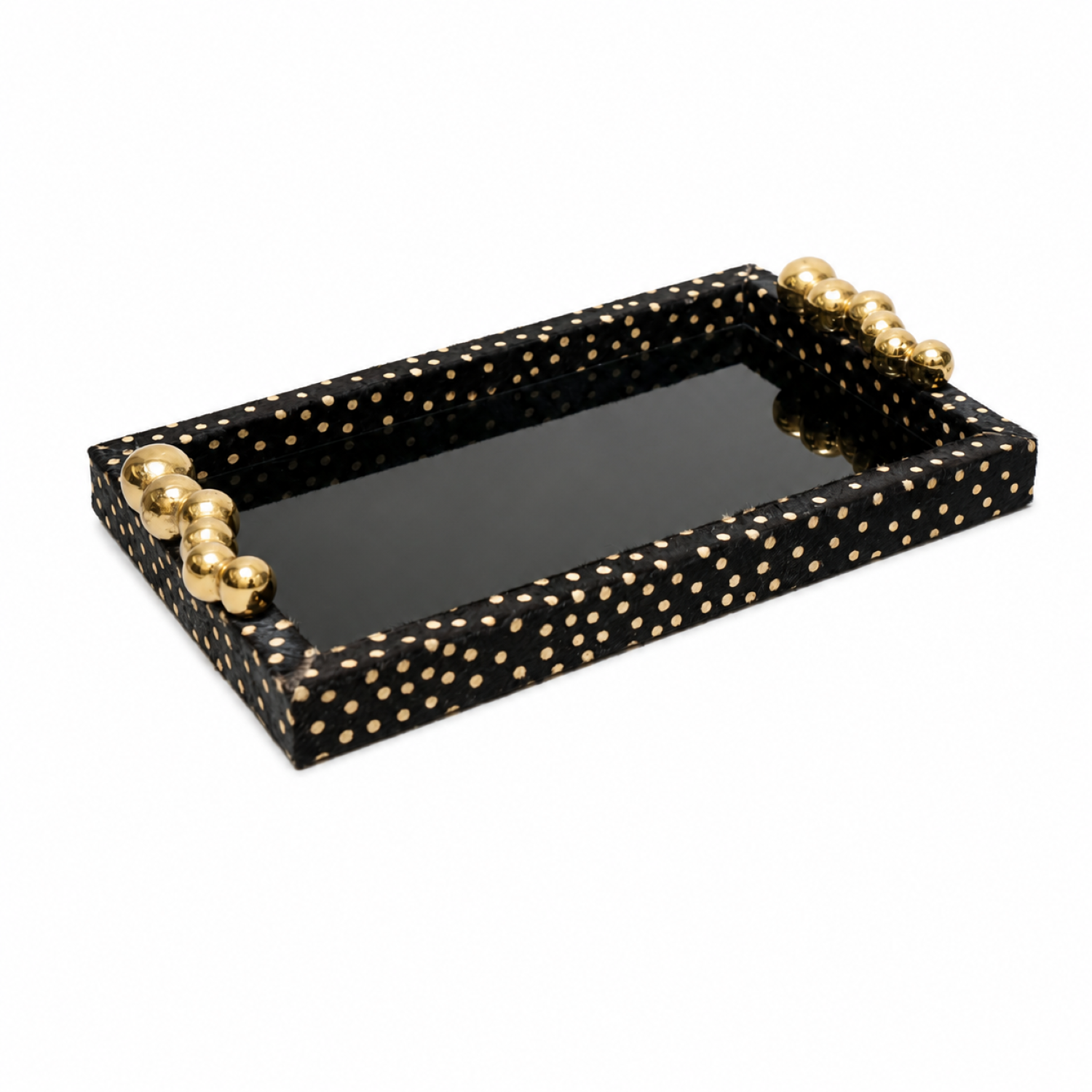 BLACK GLASS-PRINT FABRIC TRAY