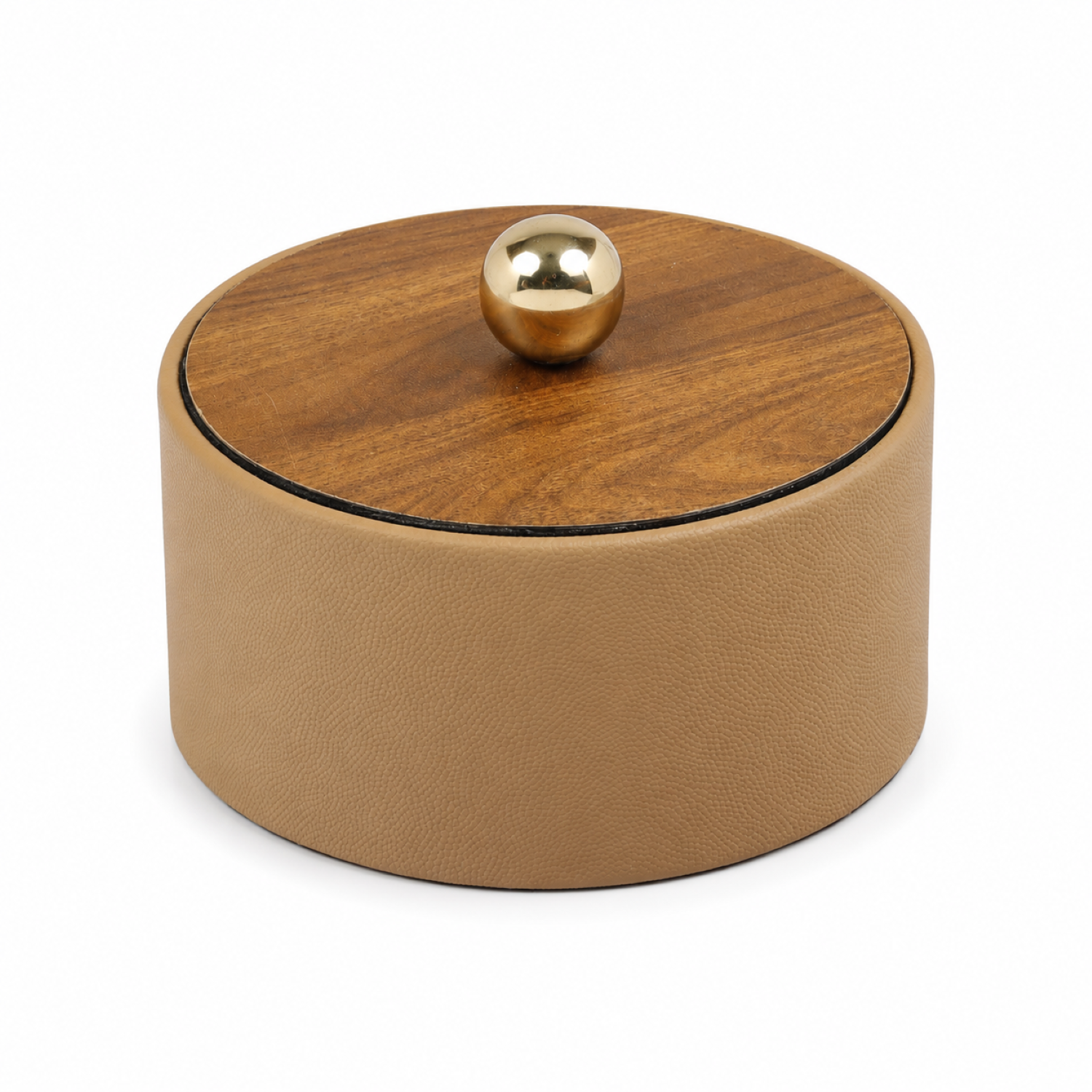 CAPPUCCINO REXENE LAMINATE ROUND BOX
