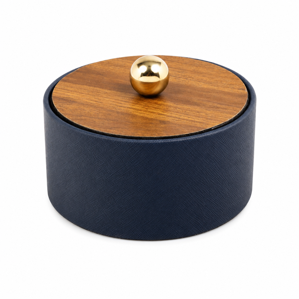 BLUE REXENE LAMINATE ROUND BOX