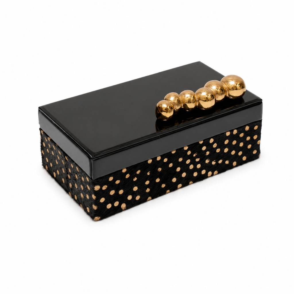 BLACK GLASS-PRINT FABRIC BOX