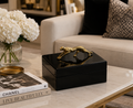 BLACK GLASS BOX WITH GOLD LEOPARD KNOB