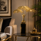 PALM TREE TABLE LAMP W/ SQUARE GLASS BASE