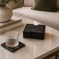 BLACK MARBEL COASTER S/4 BLK
