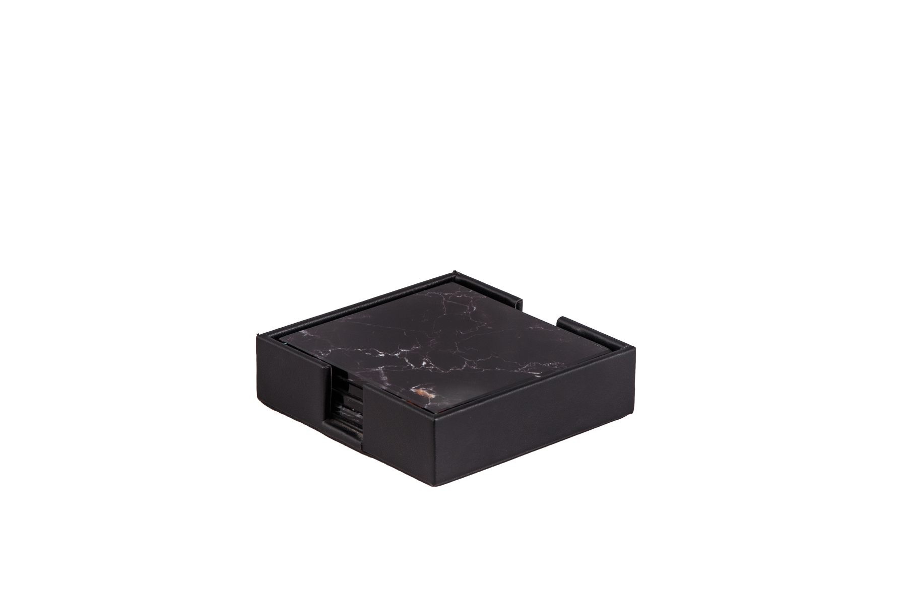 BLACK MARBEL COASTER S/4 BLK