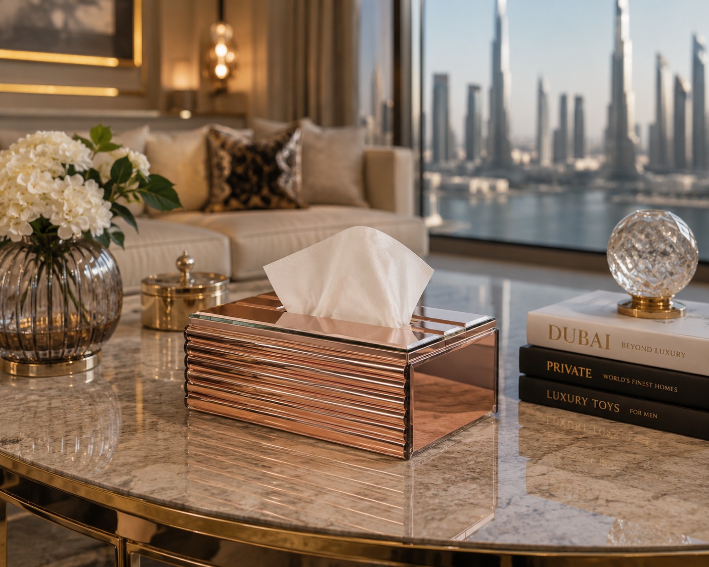 ROSE GOLD MOLDING TISSUE BOX