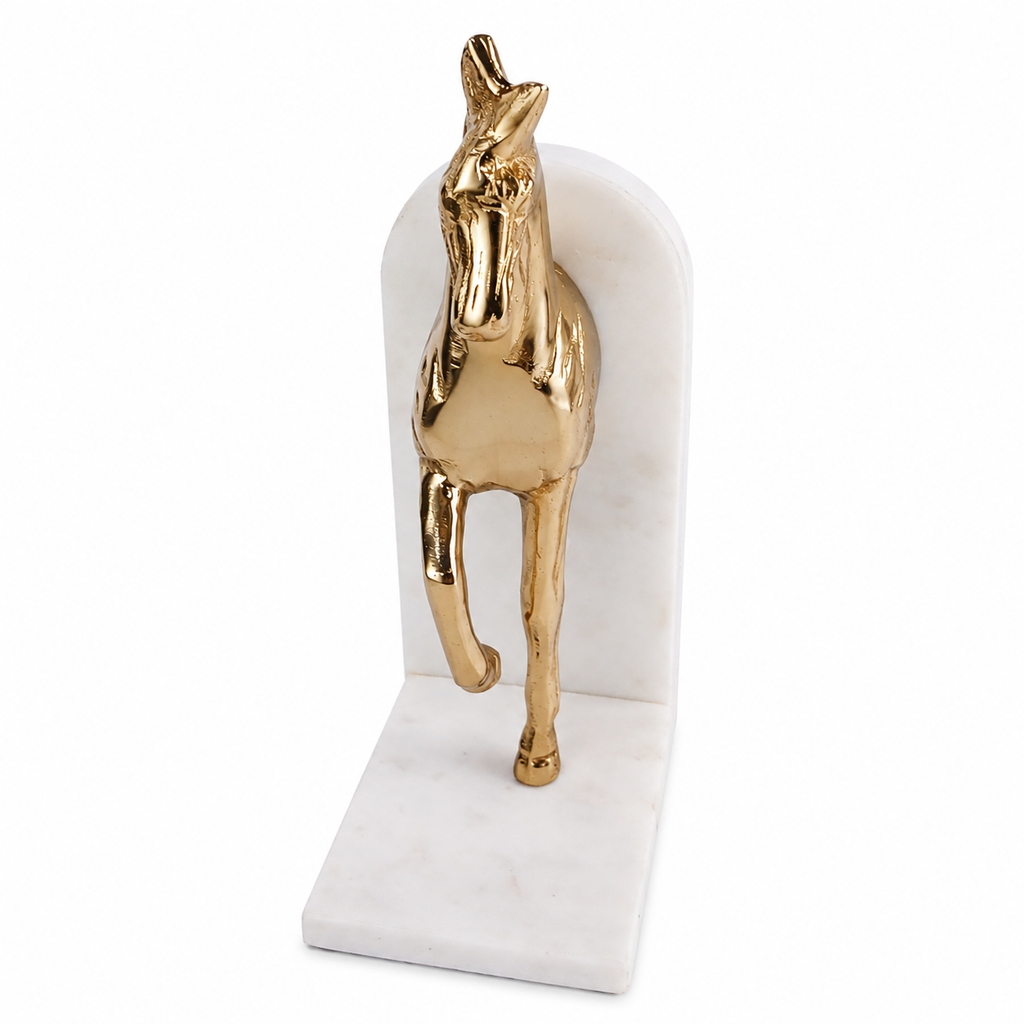 HORSE BOOKEND PAIR W/ MARBLE BASE