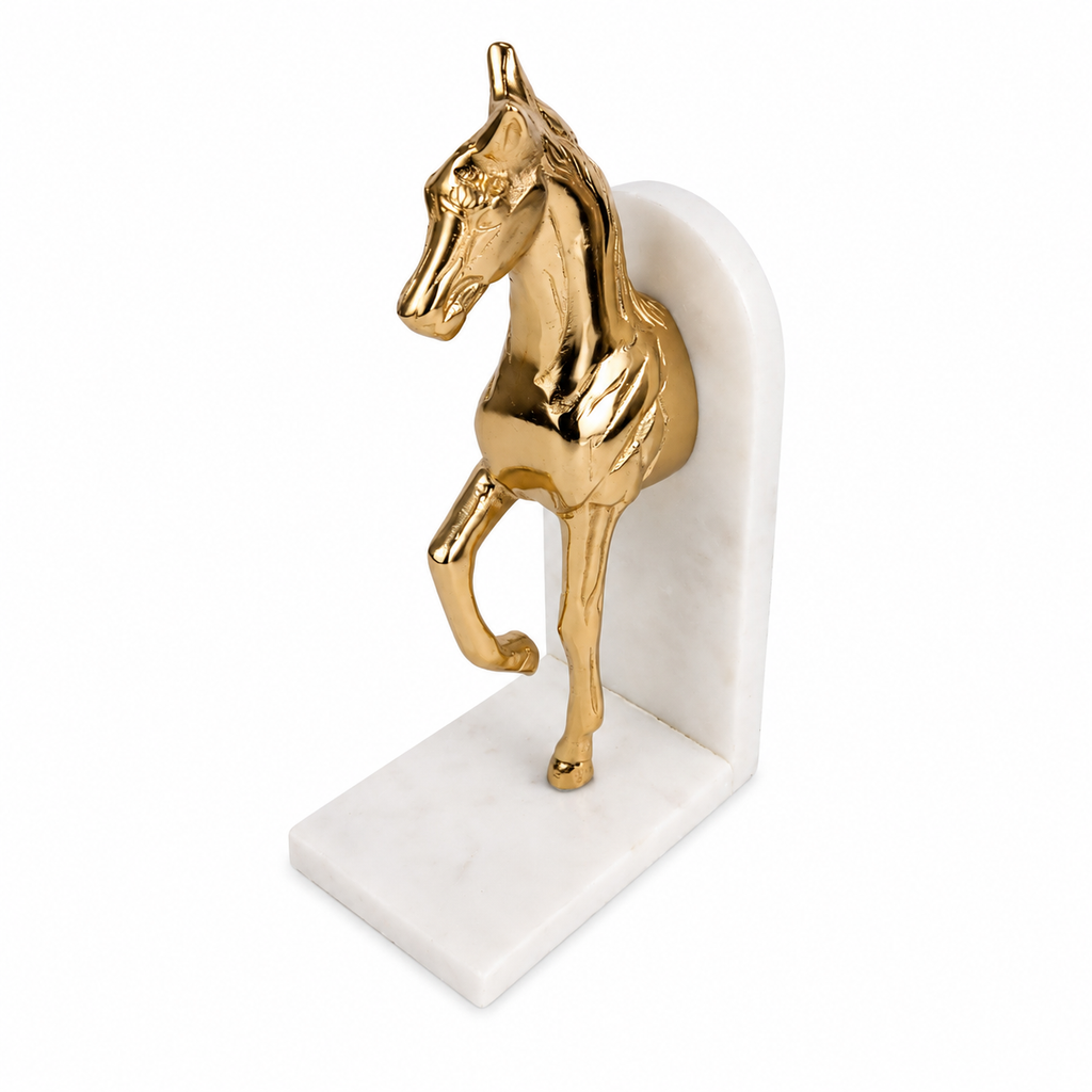 HORSE BOOKEND PAIR W/ MARBLE BASE