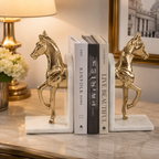 HORSE BOOKEND PAIR W/ MARBLE BASE