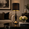 TABLE LAMP W/ OVAL BLACK SHADE