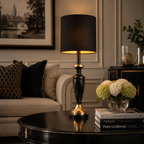 TABLE LAMP W/ OVAL BLACK SHADE