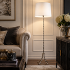 FLOOR LAMP W/ OFF-WHITE ROUND SHADE