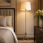 FLOOR LAMP W/ OFF-WHITE ROUND SHADE