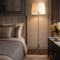 FLOOR LAMP W/ OFF-WHITE ROUND SHADE