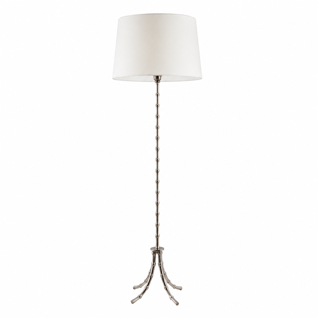 FLOOR LAMP W/ OFF-WHITE ROUND SHADE