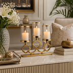 3 CANDLE STAND W/ CLEAR GLASS & RING