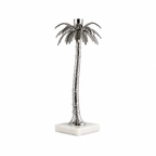 PALM CANDLE HOLDER W/ WHITE MARBLE BASE LARGE
