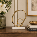 ROUND OBJECT W/ WHITE MARBLE BASE