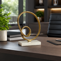 ROUND OBJECT W/ WHITE MARBLE BASE
