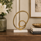 ROUND OBJECT W/ WHITE MARBLE BASE