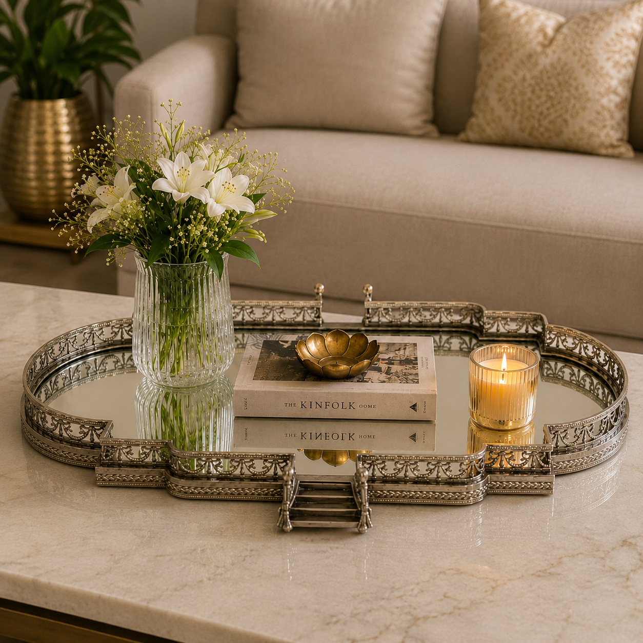 OVAL MIRROR TRAY LARGE