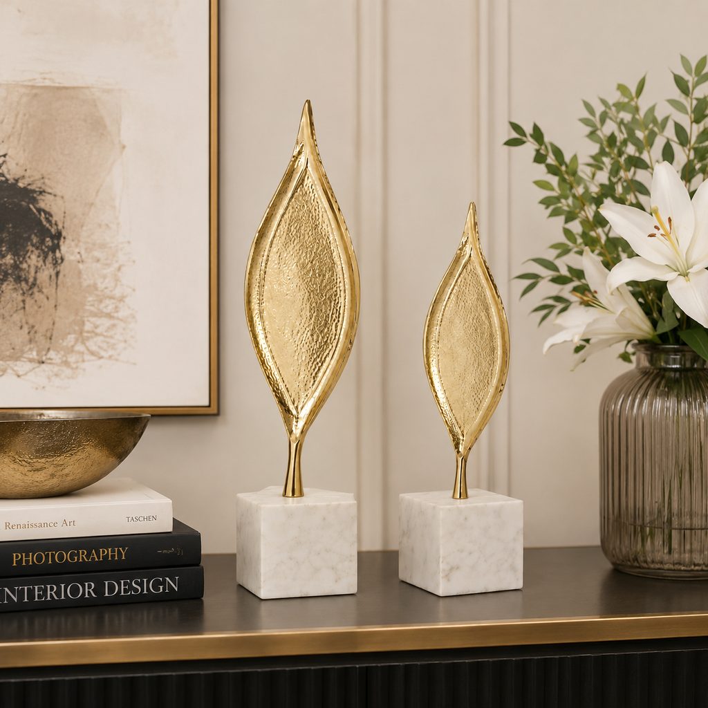 MARBLE LEAF STAND SET OF 2