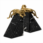LEOPARD BOOKEND W/ BLACK MARBLE GLASS