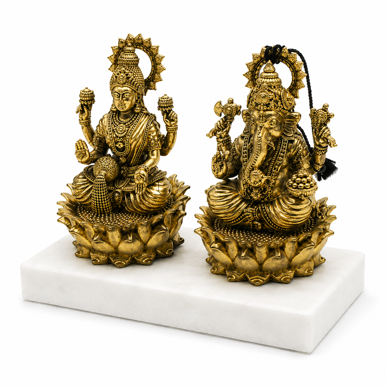 LAKSHMI GANESH ON WHITE MARBLE BASE