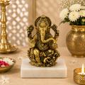 GANESH ON WHITE MARBLE BASE