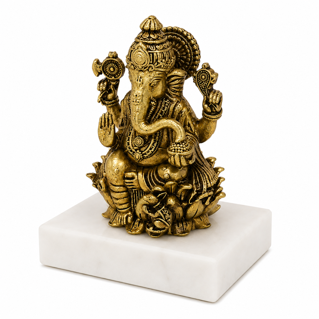 GANESH ON WHITE MARBLE BASE