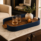 BLUE FAUX LEATHER LAMINATE PLATTER