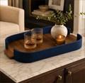 BLUE FAUX LEATHER LAMINATE PLATTER
