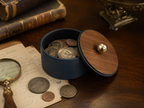 BLUE REXENE LAMINATE ROUND BOX