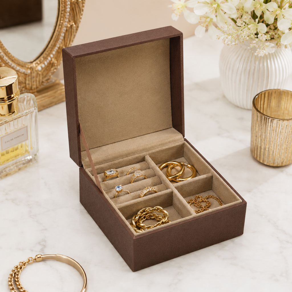 DARK BROWN FAUX LEATHER BOX