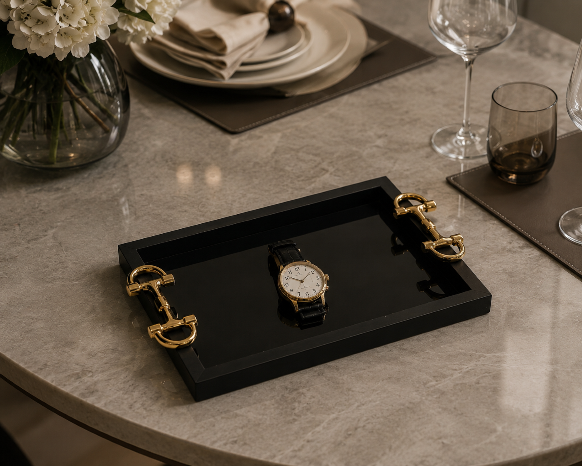 BLACK GLASS-REX TRAY