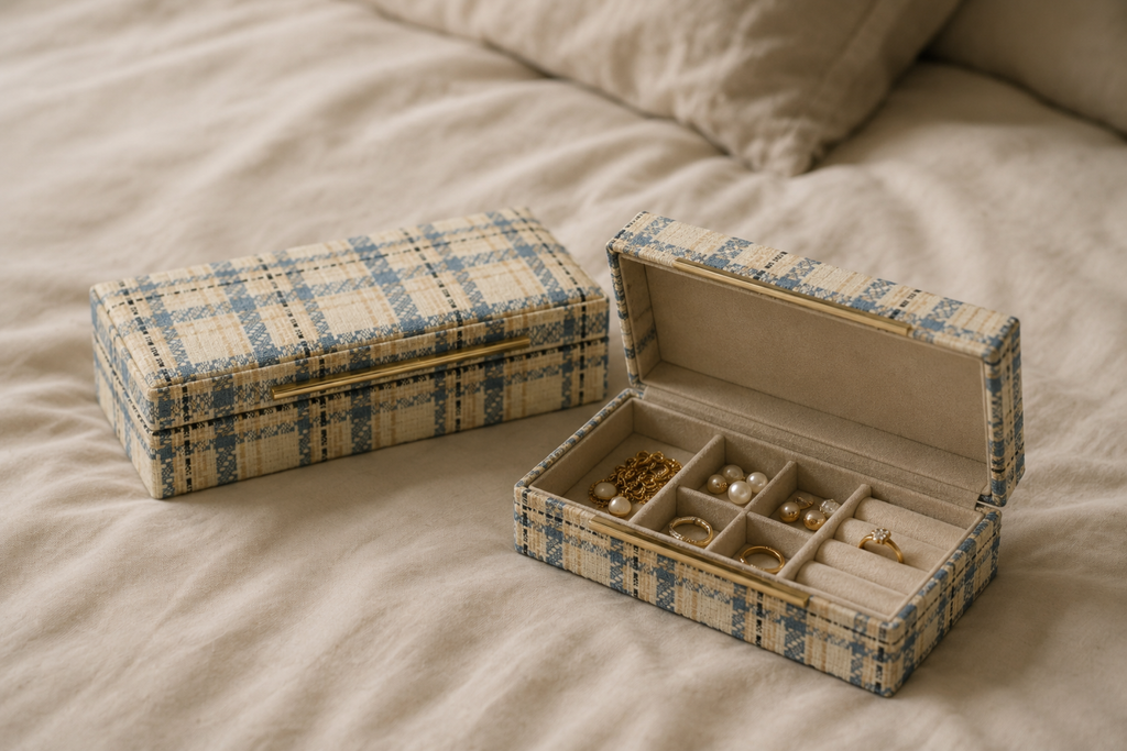BLUE-IVORY FABRIC BOX