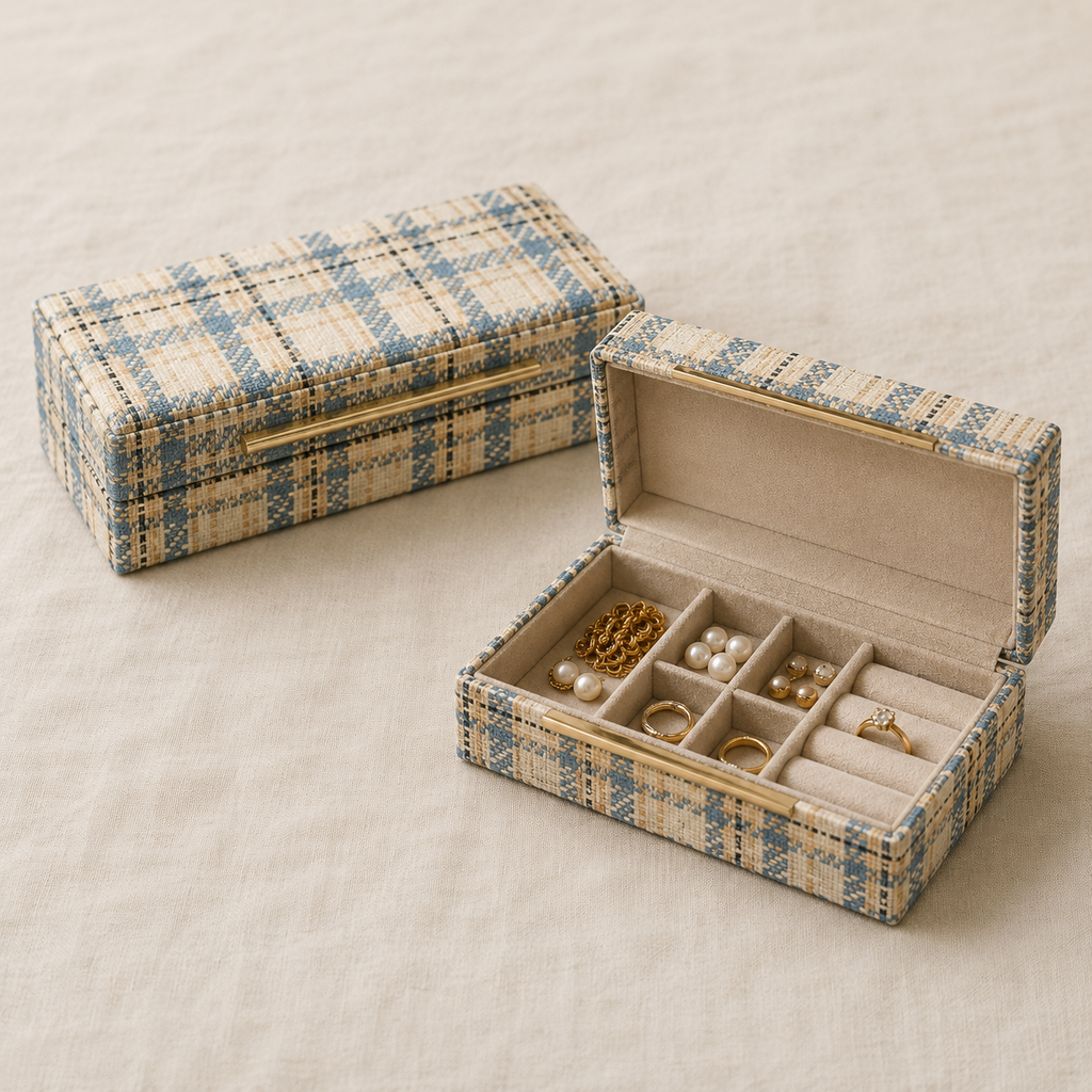 BLUE-IVORY FABRIC BOX