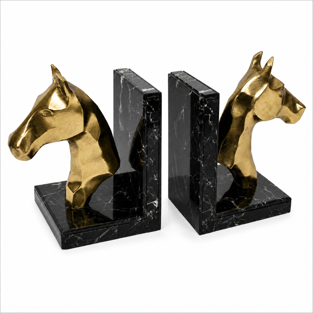 HORSE BOOKEND W/ BLACK GLASS
